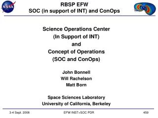RBSP EFW SOC (in support of INT) and ConOps