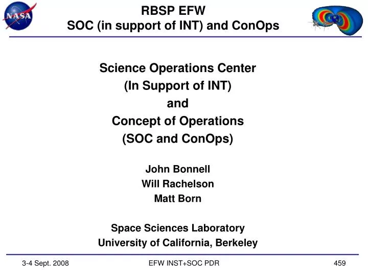 rbsp efw soc in support of int and conops