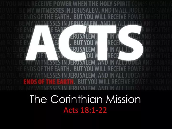 the corinthian mission acts 18 1 22