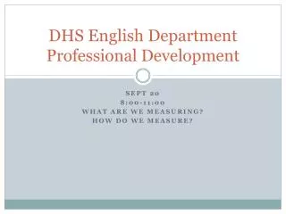 DHS English Department Professional Development