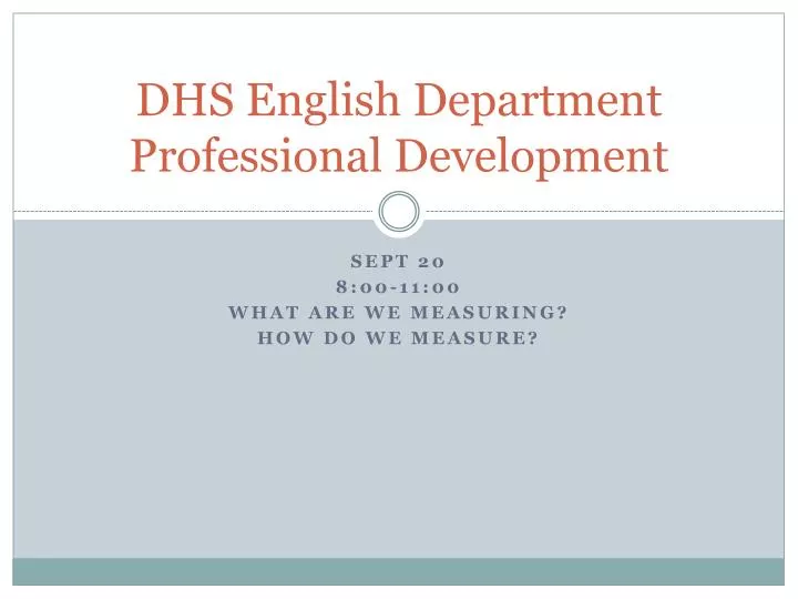 dhs english department professional development