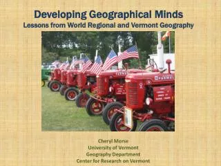 Developing Geographical Minds Lessons from World Regional and Vermont Geography