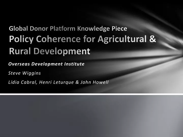 global donor platform knowledge piece policy coherence for agricultural rural development