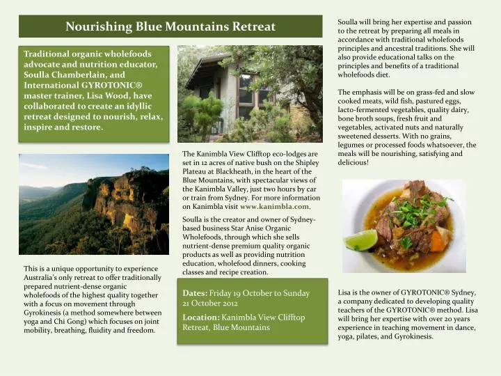 nourishing blue mountains retreat