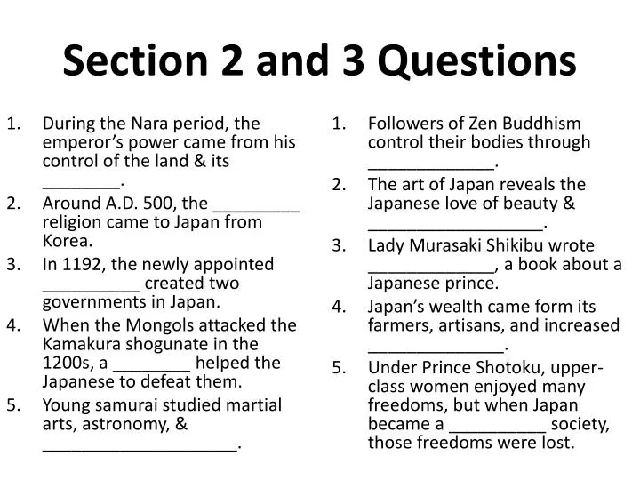 section 2 and 3 questions