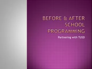 Before &amp; After School Programming