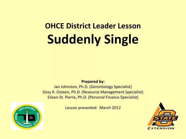 ohce district leader lesson suddenly single