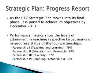 Strategic Plan: Progress Report