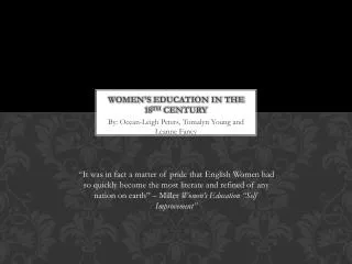 Women's Education in the 18 th Century