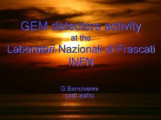 GEM detectors activity at the Laboratori Nazionali di Frascati INFN