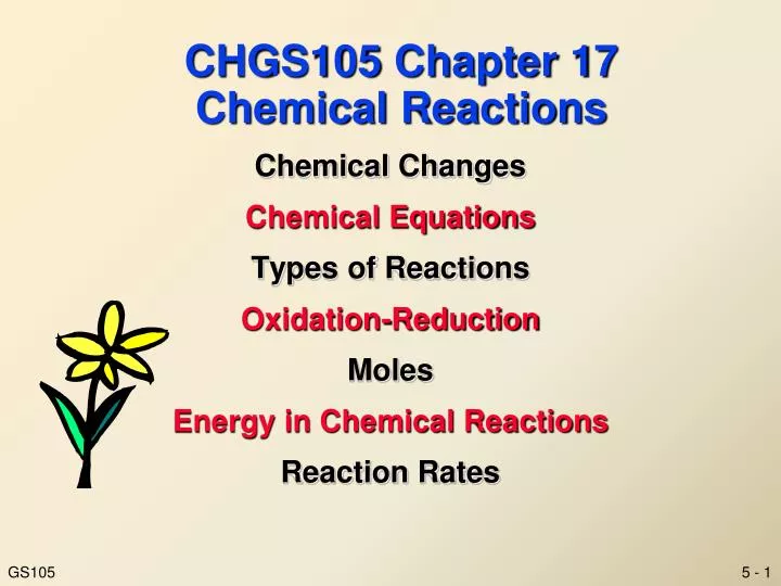 chgs105 chapter 17 chemical reactions