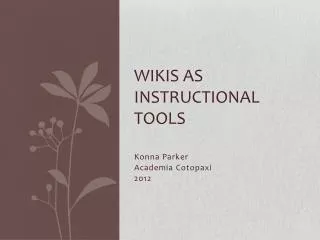 Wikis as Instructional Tools