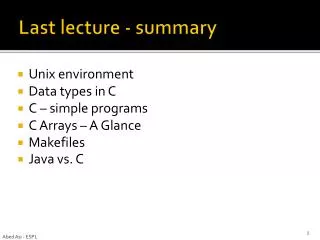 Last lecture - summary