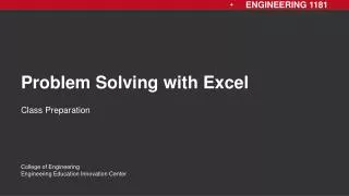 Problem Solving with Excel