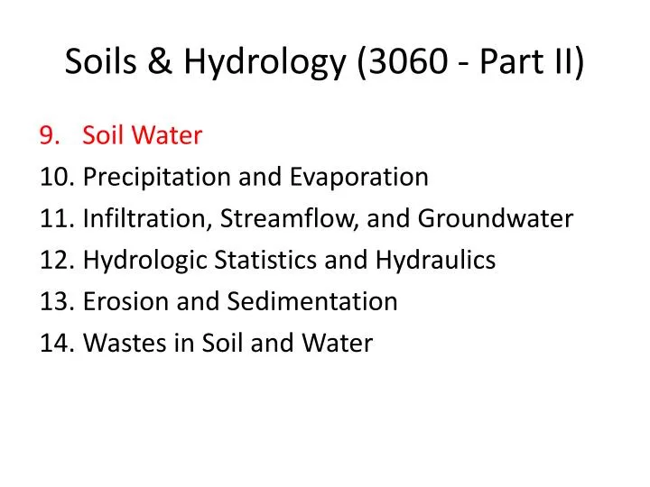 soils hydrology 3060 part ii