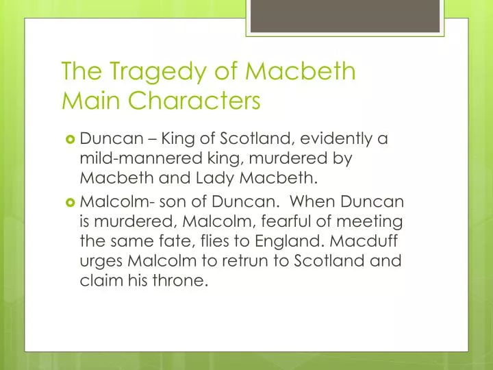 the tragedy of macbeth main characters