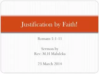 Justification by Faith!
