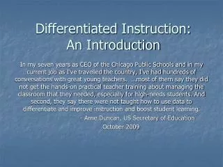 Differentiated Instruction: An Introduction