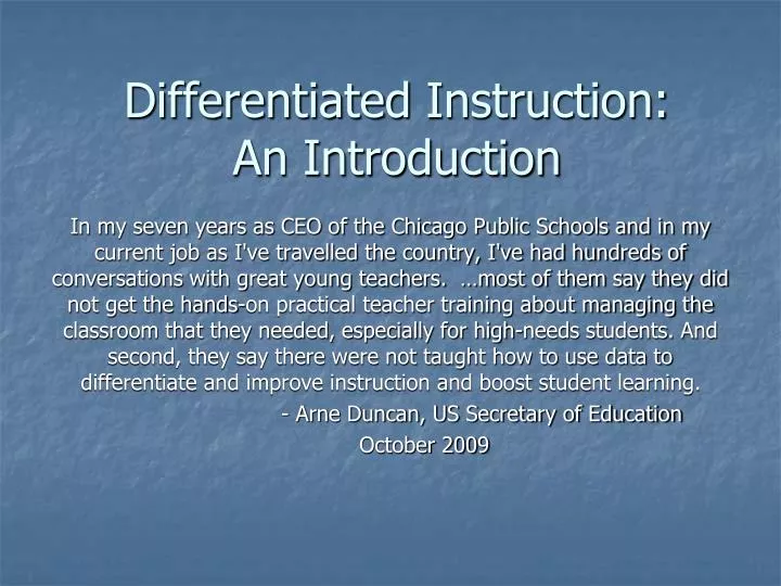 differentiated instruction an introduction