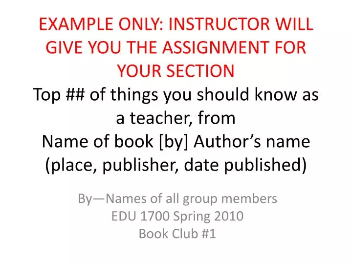 by names of all group members edu 1700 spring 2010 book club 1