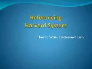 Referencing Harvard System
