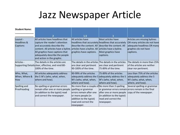 jazz newspaper article