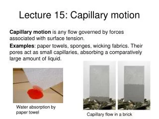 Lecture 15: Capillary motion