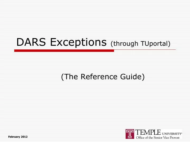 dars exceptions through tuportal