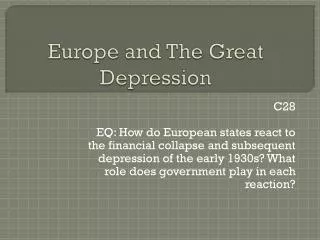 Europe and The Great Depression