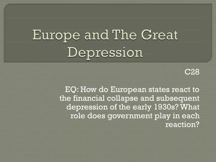 europe and the great depression