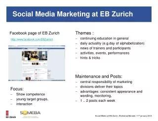 Social Media Marketing at EB Zurich