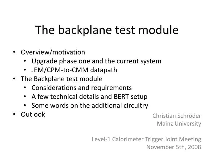 the backplane test module