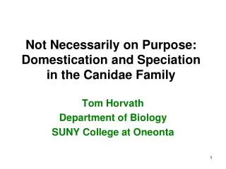 Not Necessarily on Purpose: Domestication and Speciation in the Canidae Family