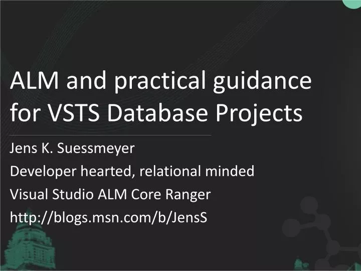 alm and practical guidance for vsts database projects