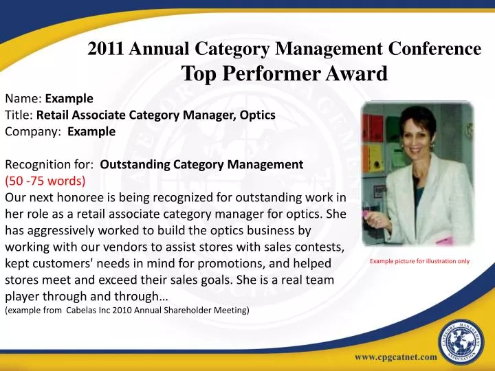 2011 annual category management conference top performer award
