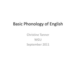 Basic Phonology of English