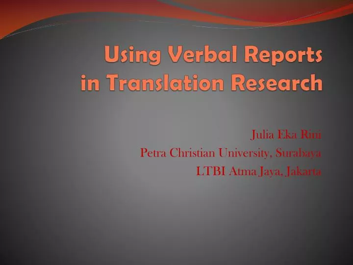 using verbal reports in translation research