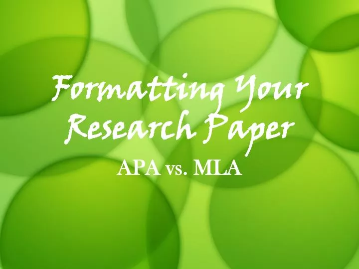 formatting your research paper