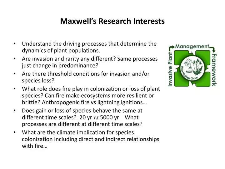 maxwell s research interests