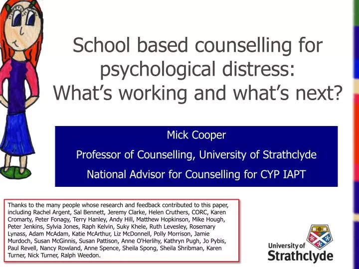 school based counselling for psychological distress what s working and what s next