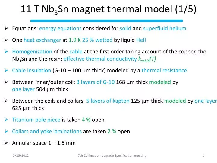 11 t nb 3 sn magnet thermal model 1 5