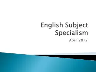 English Subject Specialism