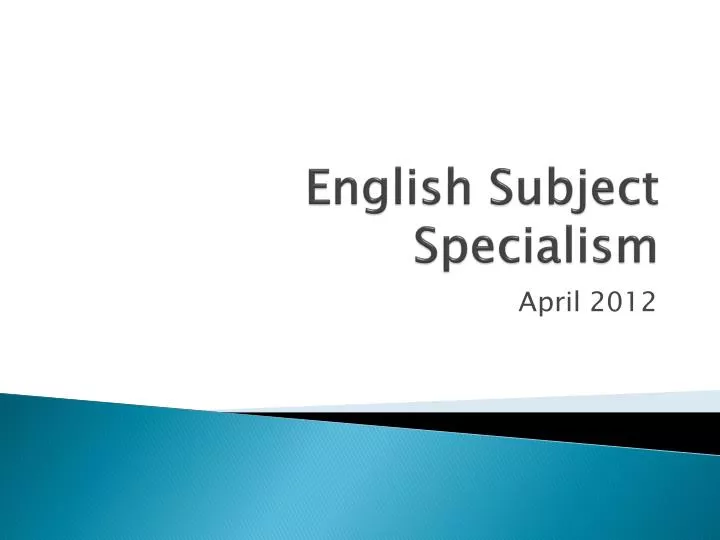 english subject specialism