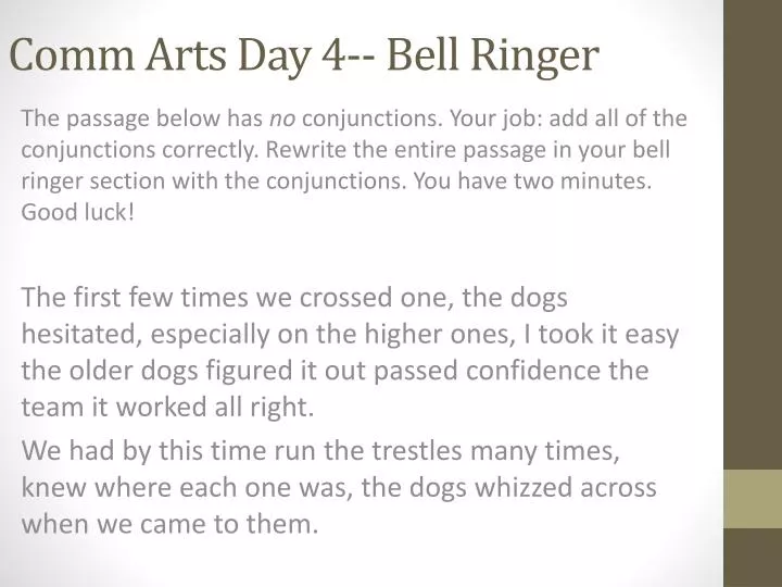 comm arts day 4 bell ringer
