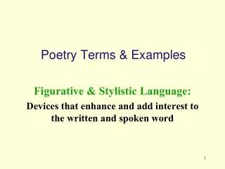 Poetry Terms &amp; Examples