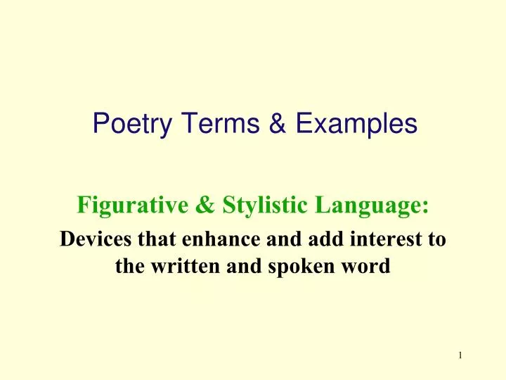 Ppt Poetry Terms And Examples Powerpoint Presentation Free Download Id 2323573
