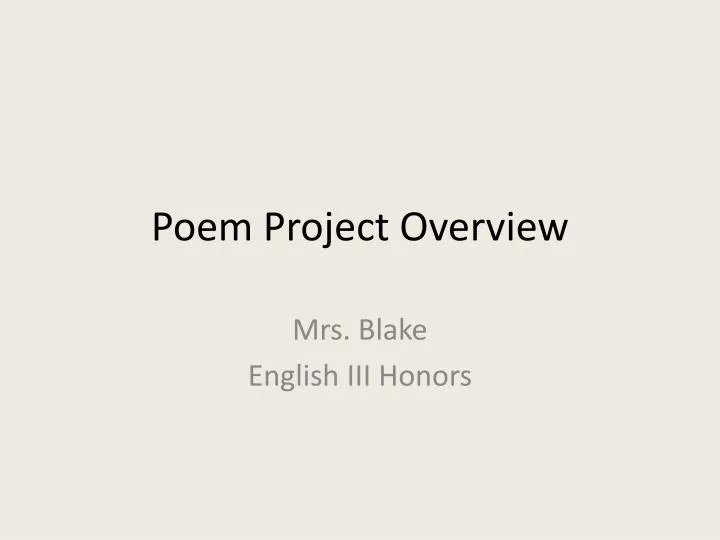 poem project overview