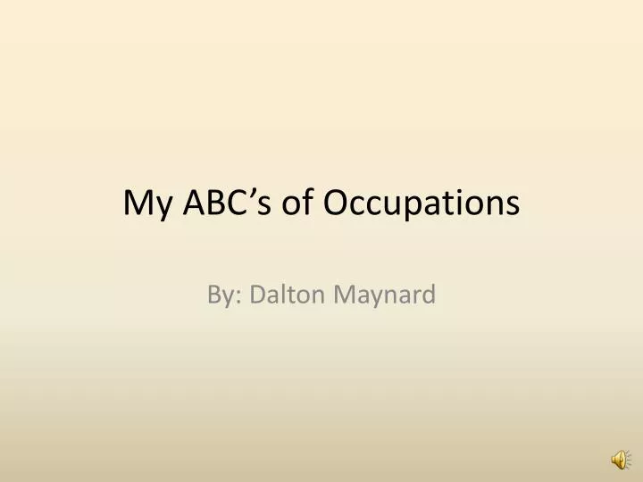 my abc s of occupations