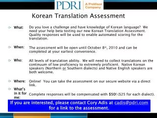 Korean Translation Assessment