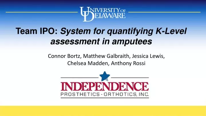 team ipo system for quantifying k level assessment in amputees
